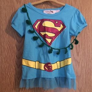 🌷SuperGirl Glittery Dressup T-Shirt 4T Flawed🌷